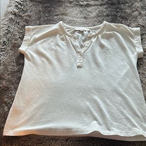 LOFT Cream Button-Down Shirt